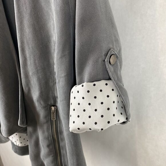 41 Hawthorn Gray Jacket Small Rolled Snap Sleeves Dot Contrast Draped Collar - Picture 5 of 8